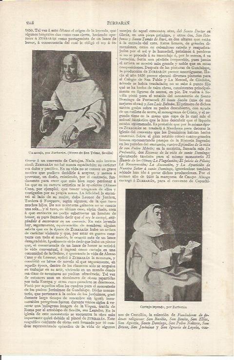 LAMINA ESPASA 37076: Un monje y Cartujo leyendo, por Zurbaran