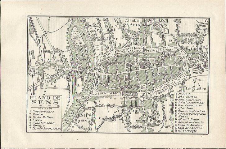 LAMINA ESPASA 37131: Plano de Sens, Francia