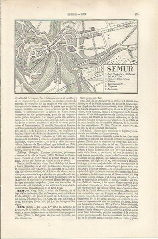 LAMINA ESPASA 37115: Plano de Semur en Auxois, Francia