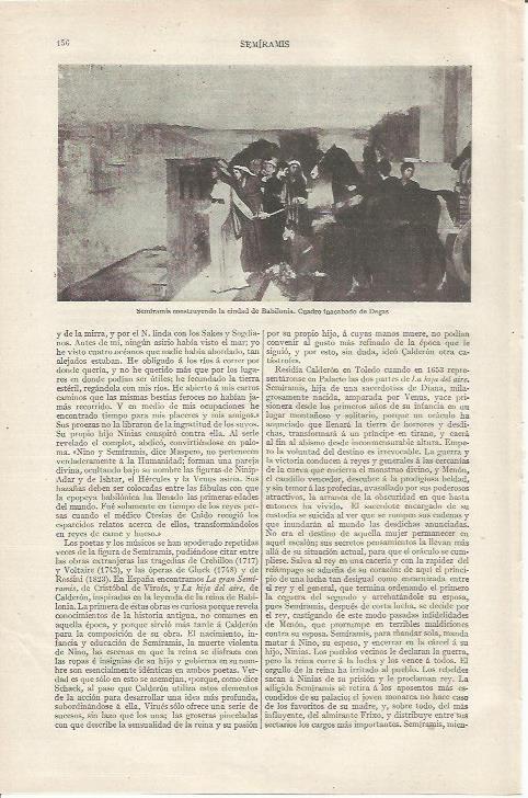 LAMINA ESPASA 37111: Semiramis construyendo la ciudad de Babilonia, por Degas