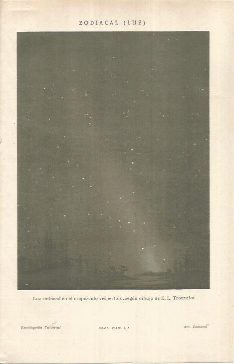 LAMINA ESPASA 37023: Luz zodiacal, según un dibujo de Trouvelot