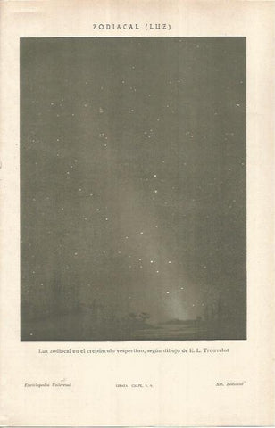 LAMINA ESPASA 37023: Luz zodiacal, según un dibujo de Trouvelot