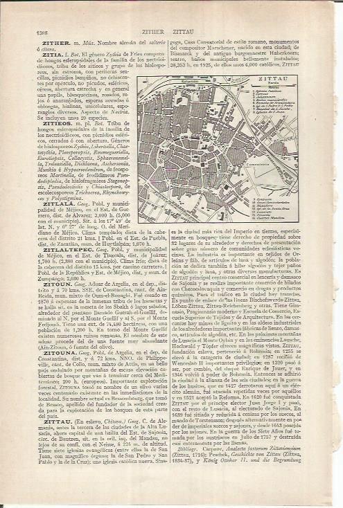 LAMINA ESPASA 37017: Plano de Zittau, Alemania