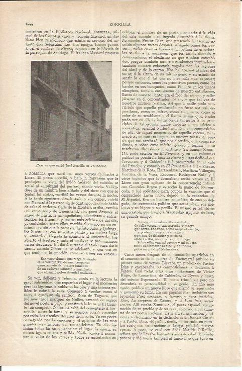 LAMINA ESPASA 37043: Casa natal de Jose Zorrilla en Valladolid
