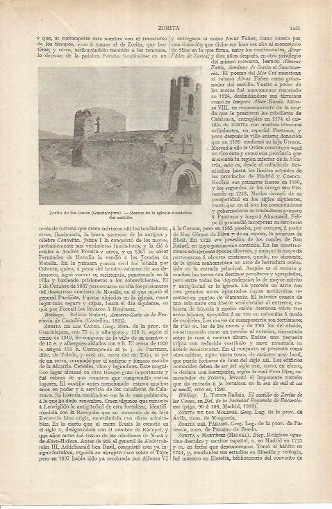 LAMINA ESPASA 37039: Restos de la iglesia del castillo de Zorita de los Canes, Guadalajara