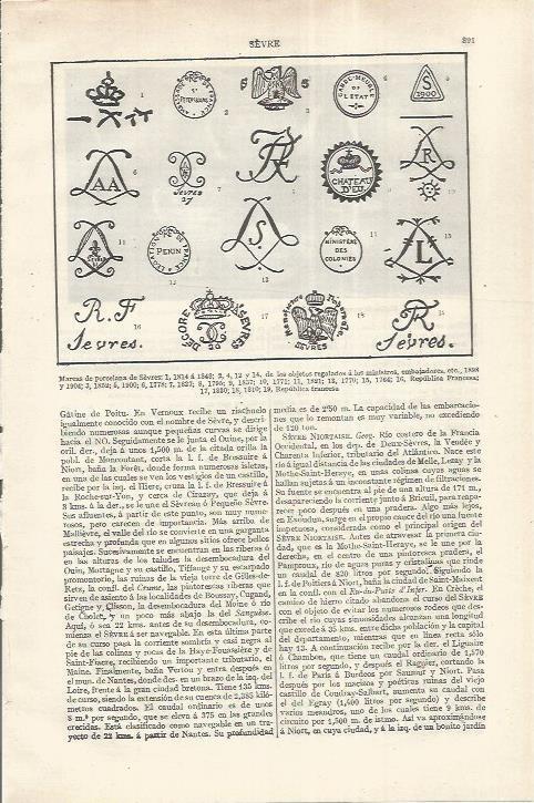 LAMINA ESPASA 37260: Marcas de porcelana de Sevres