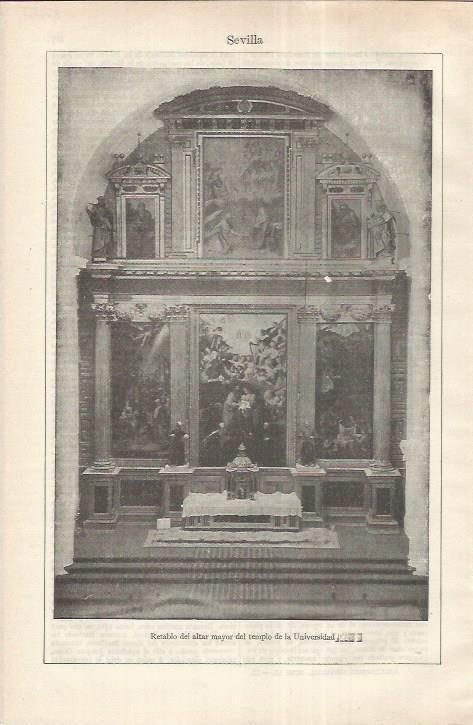 LAMINA ESPASA 37253: Retablo del altar mayor de la Universidad de Sevilla