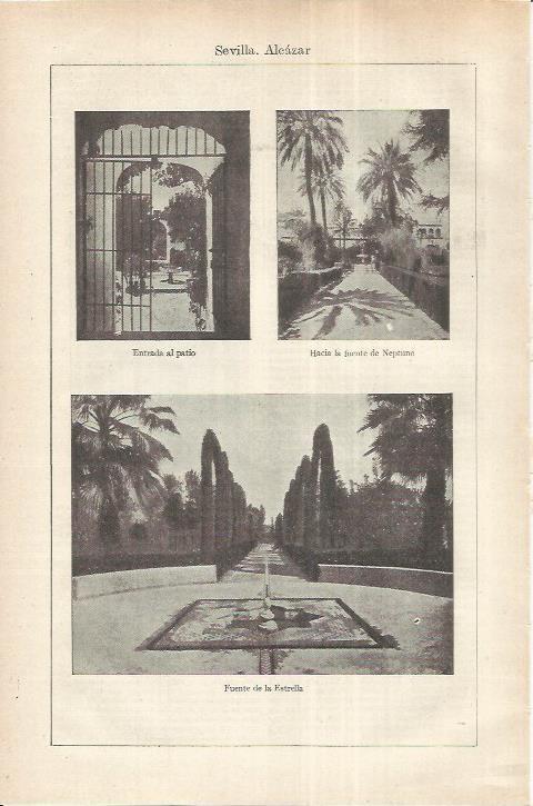 LAMINA ESPASA 37251: Patio y fuentes del Alcazar de Sevilla