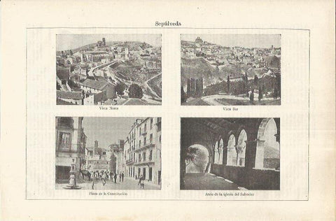 LAMINA ESPASA 37159: Vista norte y sur de Sepulveda, Segovia