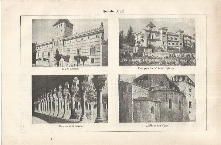 LAMINA ESPASA 37149: Palacio Episcopal y claustro de la catedral de la Seu d'Urgell, Lleida