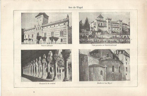 LAMINA ESPASA 37149: Palacio Episcopal y claustro de la catedral de la Seu d'Urgell, Lleida