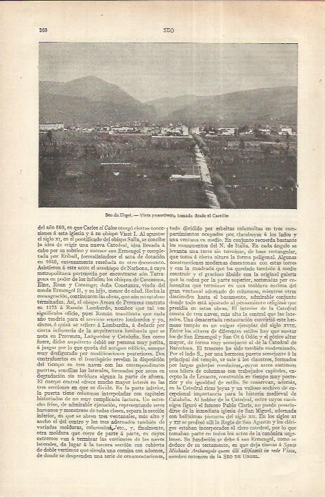 LAMINA ESPASA 37147: Vista de la Seu d'Urgell, Lleida