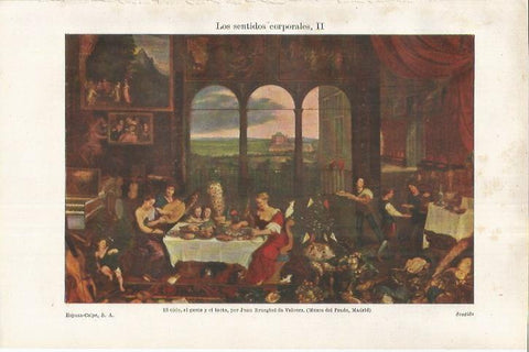 LAMINA ESPASA 37141: El oido, el gusto y el tacto, por Brueghel