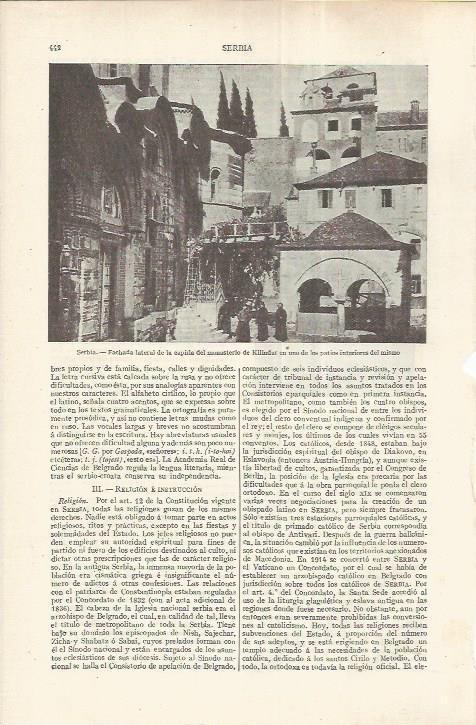 LAMINA ESPASA 37168: Monasterio de Killindar en Serbia