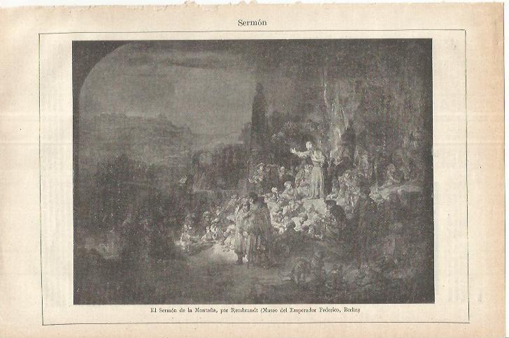 LAMINA ESPASA 37185: El sermon de la montaña, por Rembrandt
