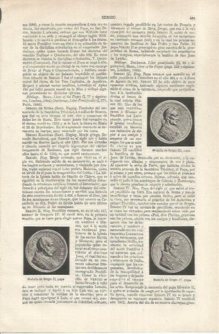 LAMINA ESPASA 37183: Medallas de los papa Sergio