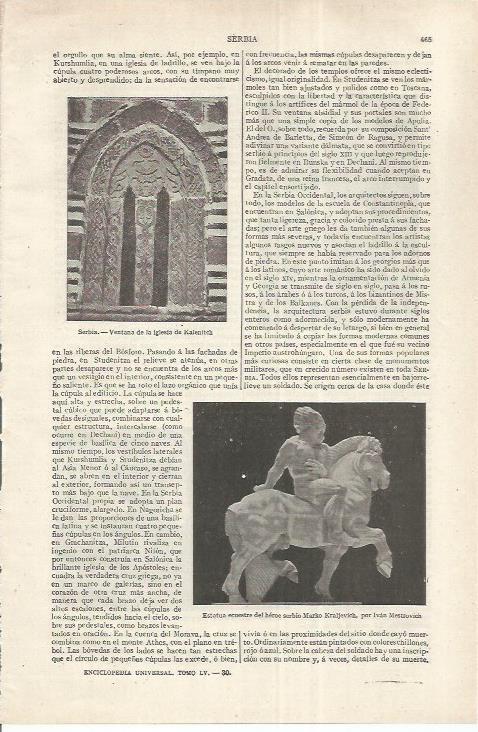 LAMINA ESPASA 37176: Ventana de la iglesia de Kalenitch, Serbia