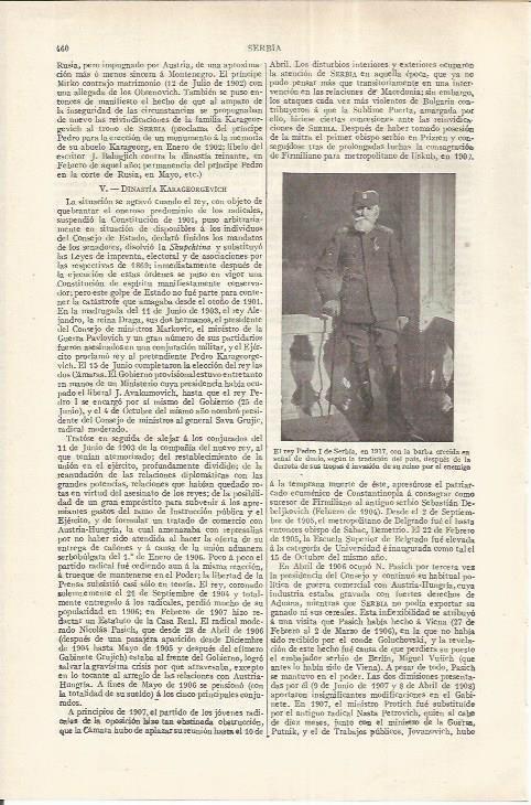 LAMINA ESPASA 37173: El rey Pedro I de Serbia en 1917