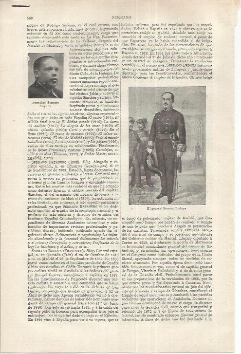 LAMINA ESPASA 37199: El general Serrano Fedoya