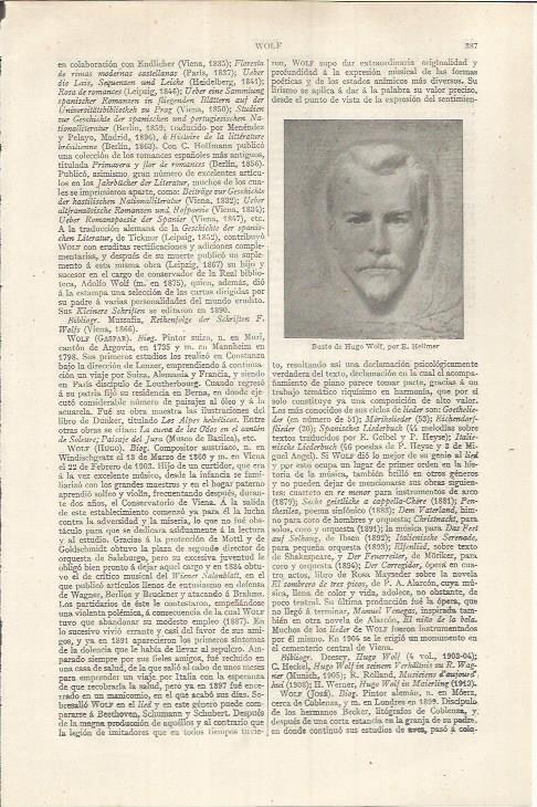 LAMINA ESPASA 36828: Busto de Hugo Wolf