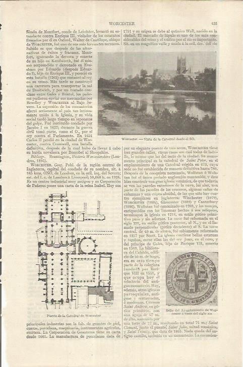 LAMINA ESPASA 36840: Catedral de Worcester, Inglaterra