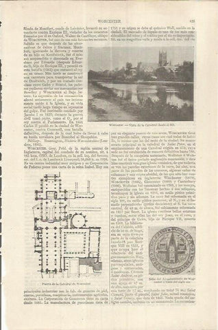 LAMINA ESPASA 36840: Catedral de Worcester, Inglaterra