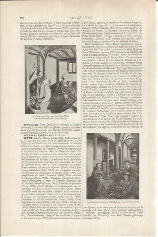 LAMINA ESPASA 36826: LA Anunciacion y Las santas Catalina y Magdalena, por Witz
