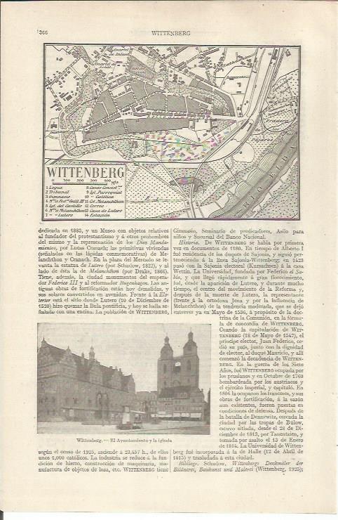 LAMINA ESPASA 36824: Plano de Wittenberg, Alemania