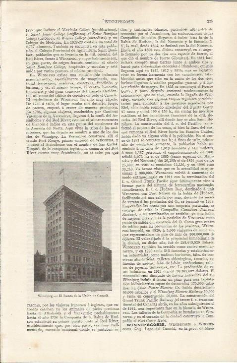 LAMINA ESPASA 36816: Banco de la Union de Canada en Winnipeg