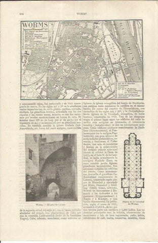 LAMINA ESPASA 36841: Plano de Worms, Alemania