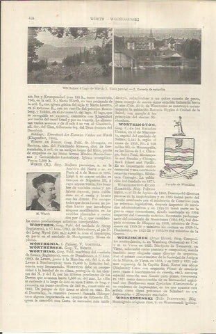 LAMINA ESPASA 36843: Lago de Worth y escudo de Worthing