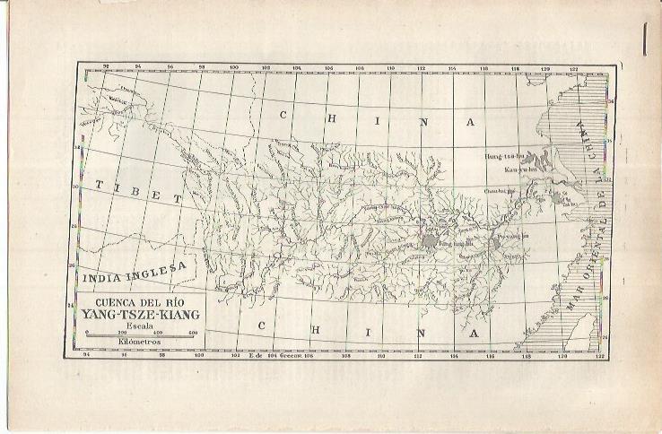 LAMINA ESPASA 36870: Mapa de la cuenca del rio Yang-Tsze-Kiang 