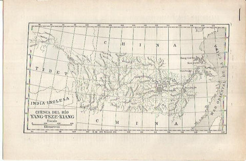 LAMINA ESPASA 36870: Mapa de la cuenca del rio Yang-Tsze-Kiang 