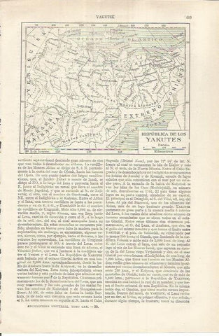 LAMINA ESPASA 36866: Mapa de la Republica de los Yakutes