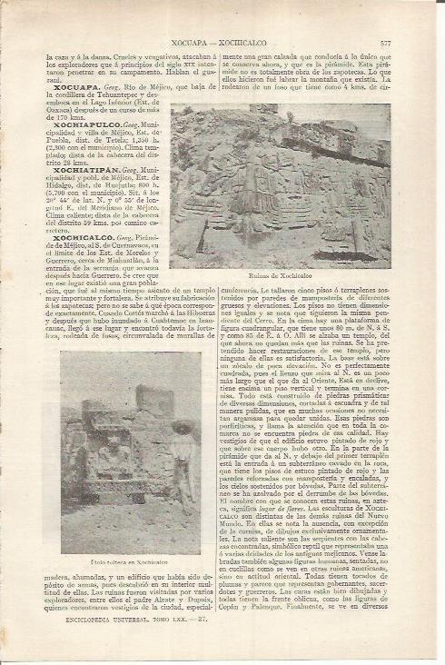 LAMINA ESPASA 36860: Ruinas de Xochicalco, Mexico