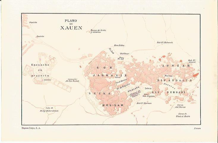 LAMINA ESPASA 36856: Plano de Xauen, Marruecos