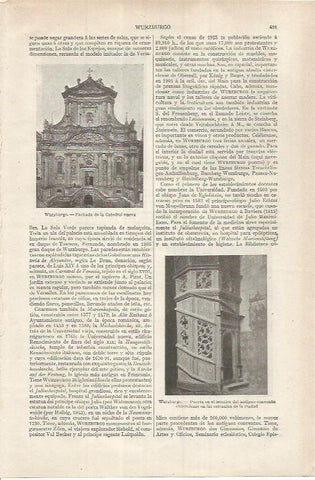 LAMINA ESPASA 36849: Catedral nueva de Wurzburgo, Alemania