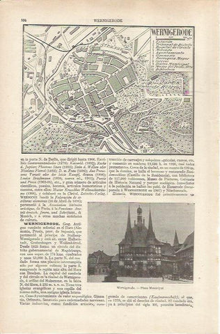 LAMINA ESPASA 36765: Plano de Wernigerode, Alemania