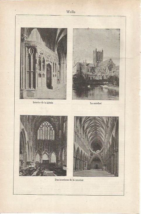 LAMINA ESPASA 36760: Interiores de la catedral de Wells, Inglaterra