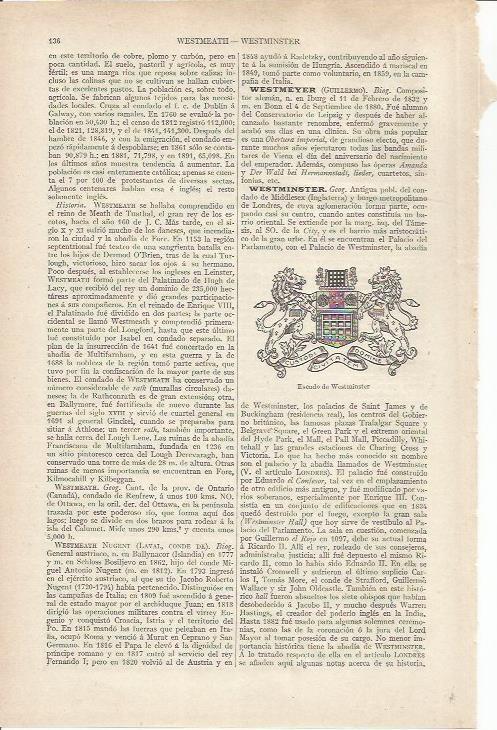 LAMINA ESPASA 36776: Escudo de Westminster, Ingalterra