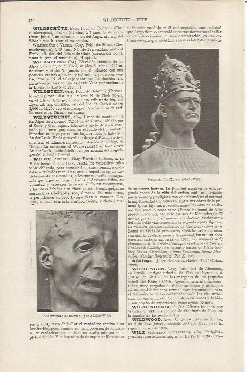 LAMINA ESPASA 36795: Busto de Pio X, por A. Wildt