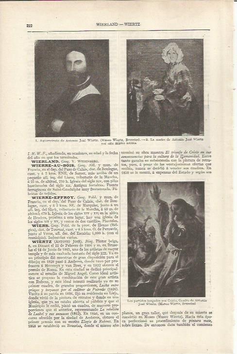 LAMINA ESPASA 36789: Autorretrato y La madre de Antonio Jose Wiertz