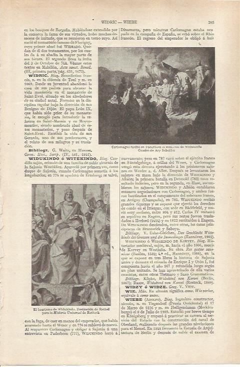 LAMINA ESPASA 36786: Ilustracion de Rethel y Carlomagno en Paderborn, por A. Scheffer