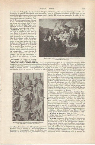 LAMINA ESPASA 36786: Ilustracion de Rethel y Carlomagno en Paderborn, por A. Scheffer