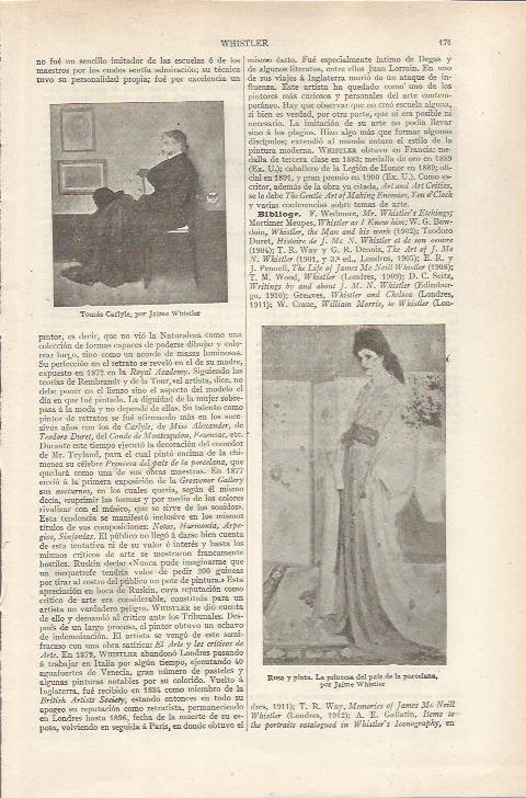 LAMINA ESPASA 36783: Tomas Carlyle y Rosa y plata,por Whistler