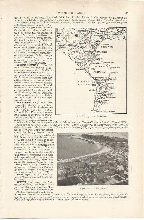 LAMINA ESPASA 36781: Mapa de Weymouth, Estados Unidos