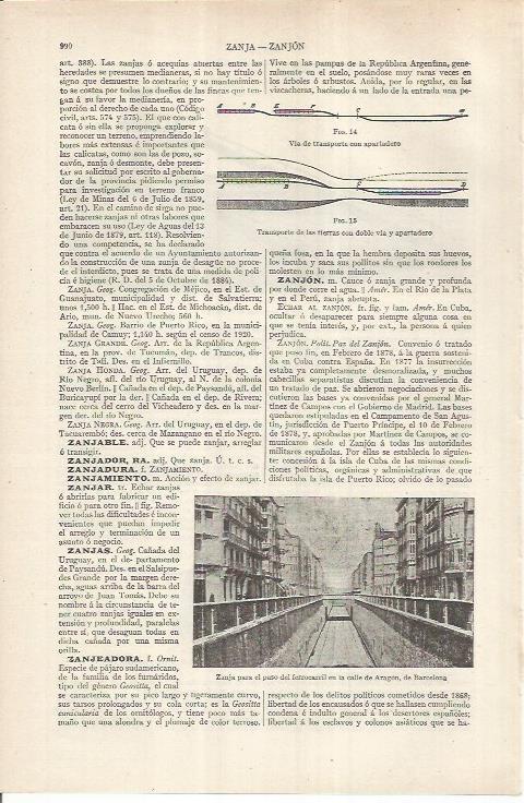 LAMINA ESPASA 36965: Zanja en la calle Aragon de Barcelona