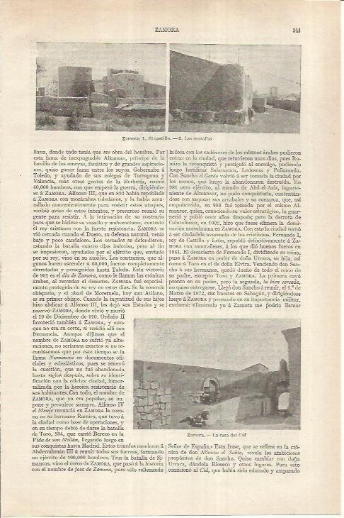 LAMINA ESPASA 36951: Casa del Cid, castillo y murallas de Zamora