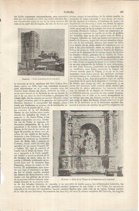LAMINA ESPASA 36946: Torre romanica de la catedral de Zamora