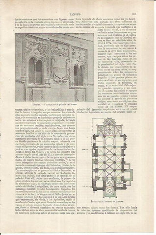 LAMINA ESPASA 36945: Ventanales del Palacio del Mono en Zamora